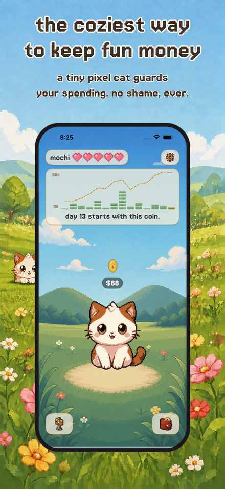 the meadow: mochi guarding the day's coin